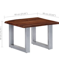 Couchtisch mit Naturkanten 60x60x40 cm Massivholz Akazie
