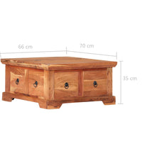 Couchtisch 66x70x35 cm Massivholz Akazie