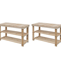 2-in-1 Schuhbank 2 Stk. Massivholz Tanne