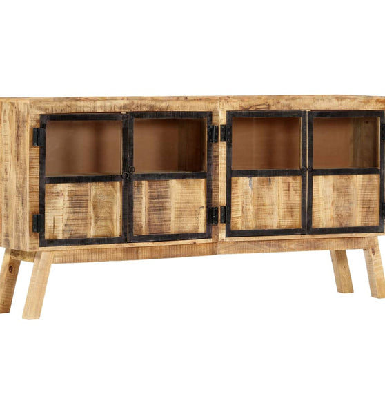 Sideboard Braun und Schwarz 160×30×80 cm Raues Mango-Massivholz