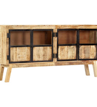 Sideboard Braun und Schwarz 160×30×80 cm Raues Mango-Massivholz