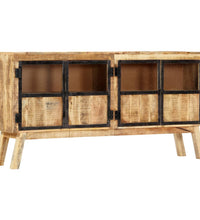 Sideboard Braun und Schwarz 160×30×80 cm Raues Mango-Massivholz