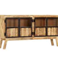 Sideboard Braun und Schwarz 160×30×80 cm Raues Mango-Massivholz