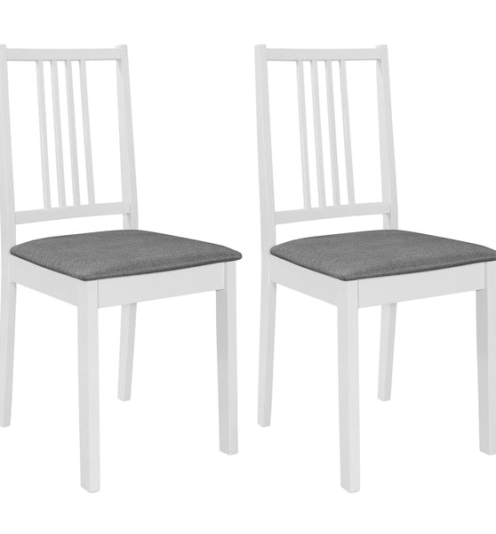 Esszimmerstühle mit Polstern 2 Stk. Weiß Massivholz