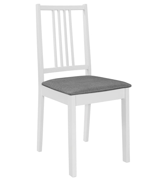 Esszimmerstühle mit Polstern 2 Stk. Weiß Massivholz