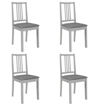 Esszimmerstühle mit Polstern 4 Stk. Grau Massivholz