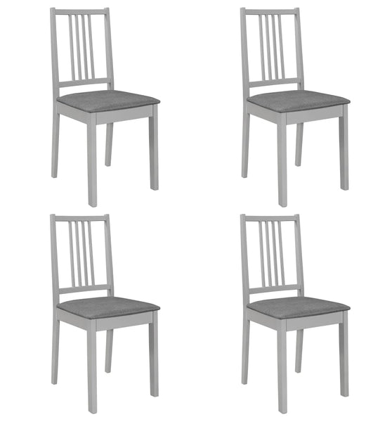 Esszimmerstühle mit Polstern 4 Stk. Grau Massivholz
