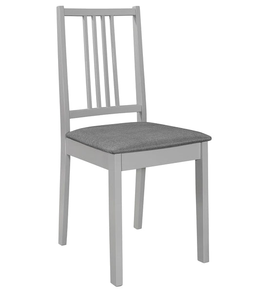 Esszimmerstühle mit Polstern 4 Stk. Grau Massivholz