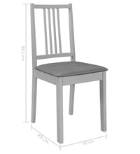 Esszimmerstühle mit Polstern 4 Stk. Grau Massivholz