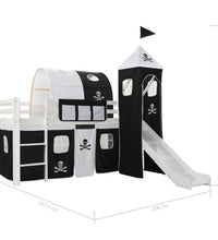 Kinderhochbett-Rahmen mit Rutsche &amp; Leiter Kiefernholz 97x208cm