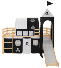 Kinderhochbett-Rahmen mit Rutsche &amp; Leiter Kiefernholz 97x208cm