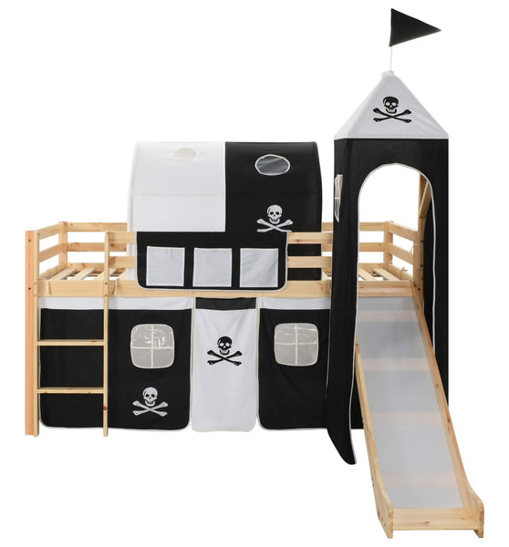 Kinderhochbett-Rahmen mit Rutsche &amp; Leiter Kiefernholz 97x208cm