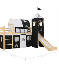 Kinderhochbett-Rahmen mit Rutsche &amp; Leiter Kiefernholz 97x208cm