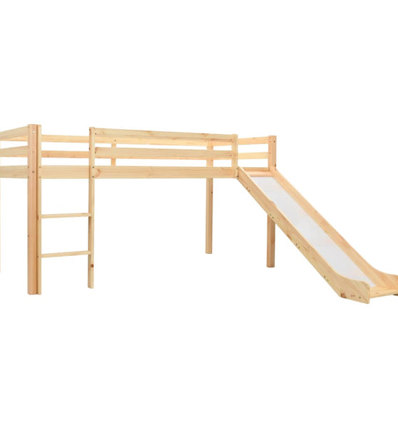 Kinderhochbett-Rahmen mit Rutsche & Leiter Kiefernholz 97x208cm