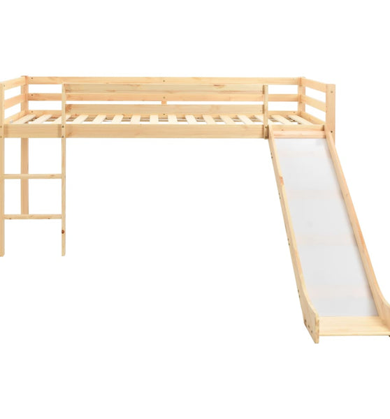 Kinderhochbett-Rahmen mit Rutsche & Leiter Kiefernholz 97x208cm