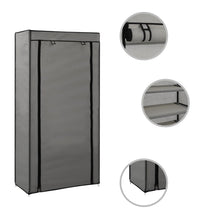 Schuhschrank mit Abdeckung Grau 58 x 28 x 106 cm Stoff