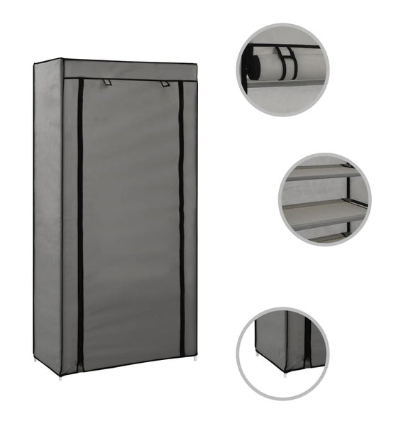 Schuhschrank mit Abdeckung Grau 58 x 28 x 106 cm Stoff