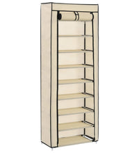 Schuhschrank mit Abdeckung Cremeweiß 57 x 29 x 162 cm Stoff