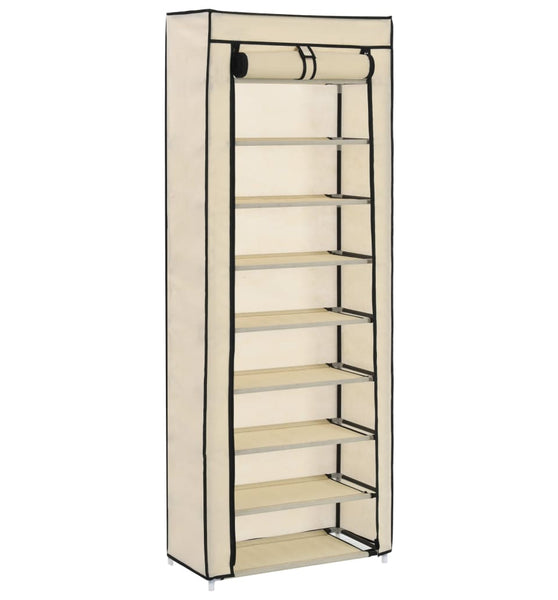 Schuhschrank mit Abdeckung Cremeweiß 57 x 29 x 162 cm Stoff