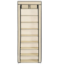 Schuhschrank mit Abdeckung Cremeweiß 57 x 29 x 162 cm Stoff