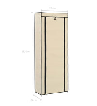 Schuhschrank mit Abdeckung Cremeweiß 57 x 29 x 162 cm Stoff