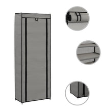 Schuhschrank mit Abdeckung Grau 57 x 29 x 162 cm Stoff