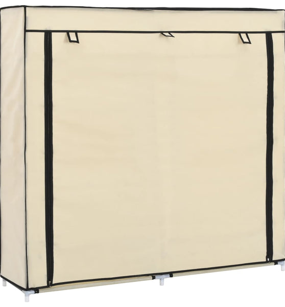 Schuhschrank mit Abdeckung Cremeweiß 115 x 28 x 110 cm Stoff