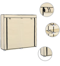 Schuhschrank mit Abdeckung Cremeweiß 115 x 28 x 110 cm Stoff