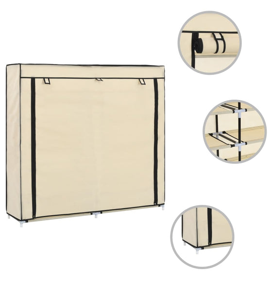 Schuhschrank mit Abdeckung Cremeweiß 115 x 28 x 110 cm Stoff