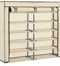 Schuhschrank mit Abdeckung Cremeweiß 115 x 28 x 110 cm Stoff