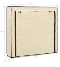 Schuhschrank mit Abdeckung Cremeweiß 115 x 28 x 110 cm Stoff