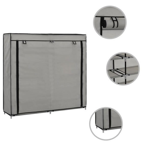 Schuhschrank mit Abdeckung Grau 115 x 28 x 110 cm Stoff