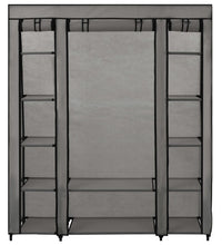 Stoffschrank mit Fächern Kleiderstangen Grau 150x45x176cm