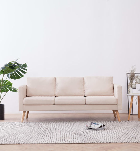 3-Sitzer-Sofa Stoff Cremeweiß