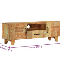 TV-Schrank Handgeschnitzt 120x30x40 cm Altholz Massiv