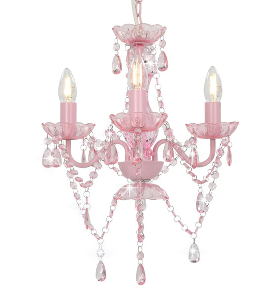 Kronleuchter mit Perlen Rosa Rund 3×E14