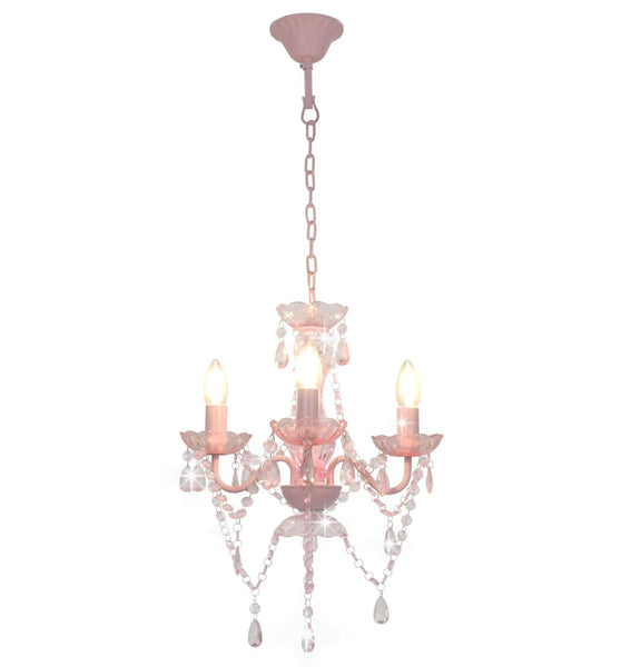 Kronleuchter mit Perlen Rosa Rund 3×E14