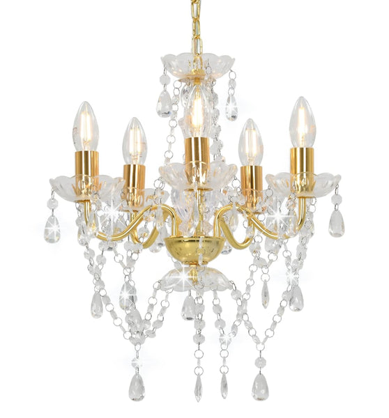 Kronleuchter mit Perlen Golden Rund 5×E14