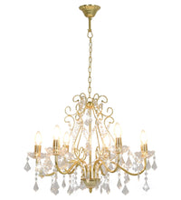 Kronleuchter mit Kristallperlen Golden Rund 6×E14