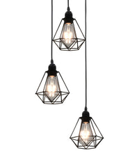 Deckenleuchte mit Diamant-Design Schwarz 3 x E27 Glühbirnen