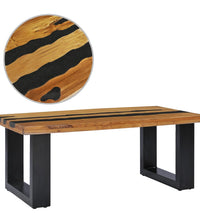 Couchtisch 100×50×40 cm Teak-Massivholz und Lavastein