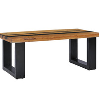 Couchtisch 100×50×40 cm Teak-Massivholz und Lavastein