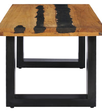 Couchtisch 100×50×40 cm Teak-Massivholz und Lavastein