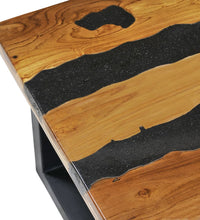Couchtisch 100×50×40 cm Teak-Massivholz und Lavastein