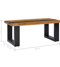 Couchtisch 100×50×40 cm Teak-Massivholz und Lavastein