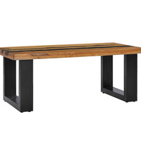 Couchtisch 100×50×40 cm Teak-Massivholz und Lavastein