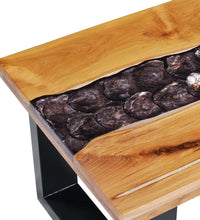 Couchtisch 100 x 50 x 40 cm Massivholz Teak und Polyresin