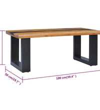 Couchtisch 100 x 50 x 40 cm Massivholz Teak und Polyresin