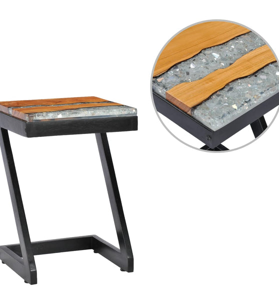 Couchtisch 30 x 30 x 50 cm Massivholz Teak und Polyresin