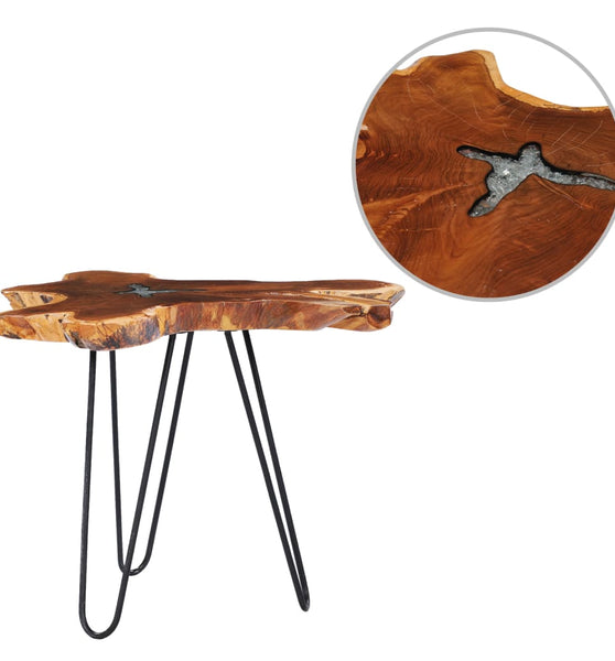 Couchtisch 70 x 45 cm Massivholz Teak und Polyresin